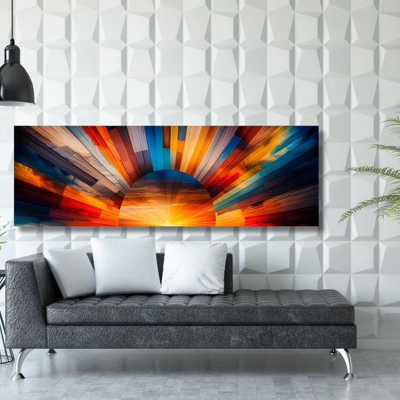 Sunrise Wood Look Wall Art Above Bed Decor Print Canvas Wood Long Sunlight Bedroom Wall Hanging Sunrise Sun Canvas Wall Office Print gift
