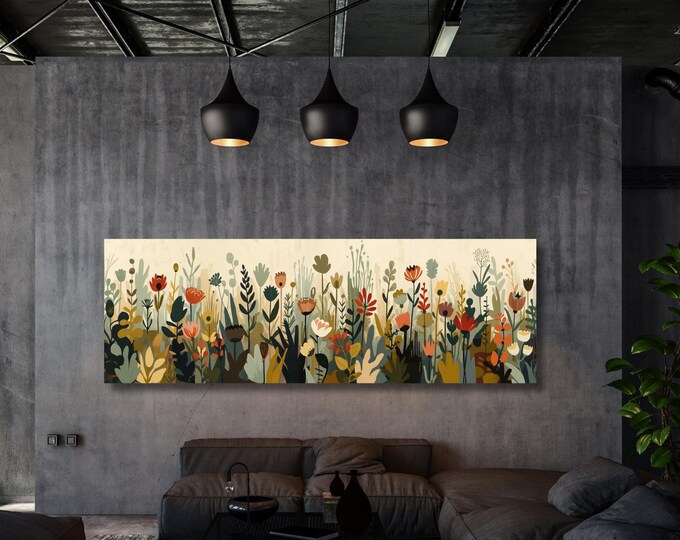 Watercolor Cherry Blossom Print Canvas Art, Rainbow Birds on Wire Print, Dark Botanical Floral Wallpaper, Whimsical Nature Wall Decor