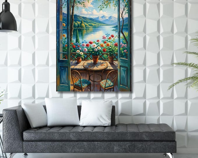 Open Window Landscape Painting: Henri Matisse Style Canvas Wall Art