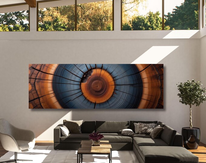 Panoramic Tree Rings Wall Art - Elegant Natural Wood Print