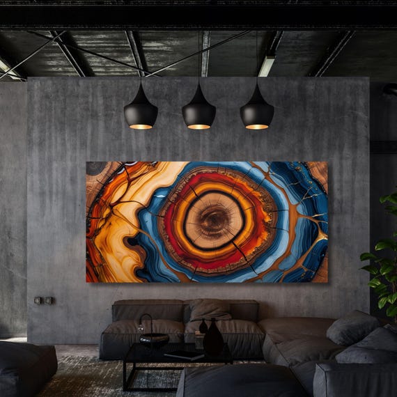 Tree Rings Canvas Wall Art Natural Wood Texture Print Rustic Tree Stump Design Modern Earthy Decor for Living Room Bedroom or Office Gift