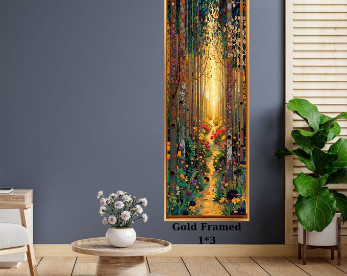 Long Narrow Canvas Wall Art Vertical Nature Print Tall Modern sun Tree or Mountain Wall Decor for Hallway,Entryway Small Space Styling Print