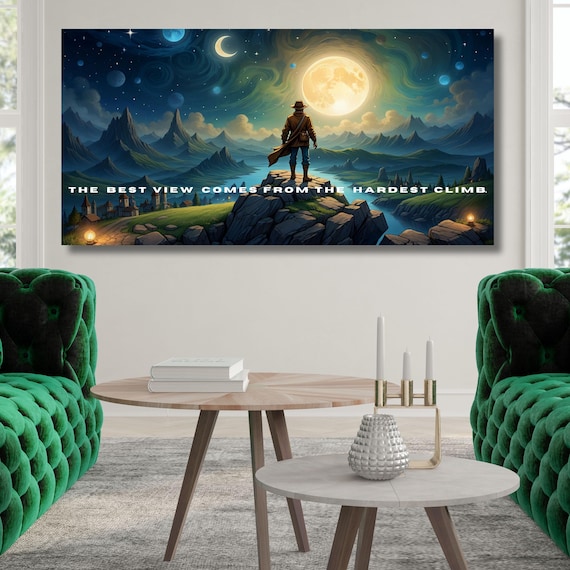 The Best View Comes From The Hardest Climb Canvas Wall Art Sunset Canvas Wall Art For Office Decor Entrepreneur Motivational Quotes Canvas