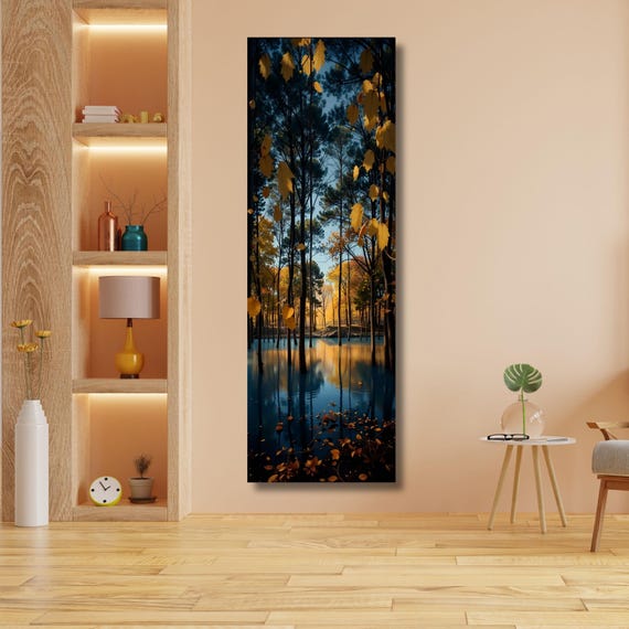 Full Moon Wildflower Canvas Art: Enchanted Forest Landscape