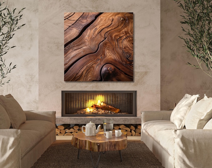 Rustic Tree Ring Canvas, Wood Slice Texture (Minimalist Wall Art)