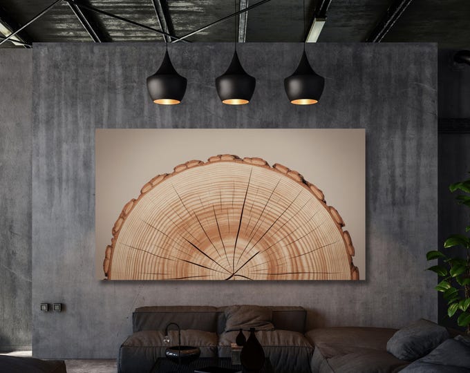 Tree Ring Canvas Wall Art, Natural Wood Stump Texture Print