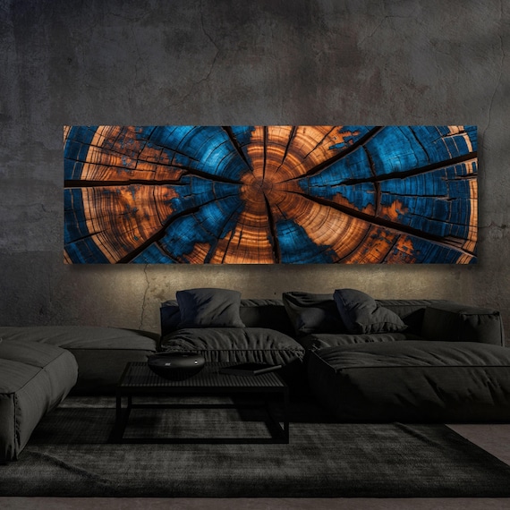 Panoramic Tree Rings Canvas Wall Art Elegant Natural Wall Art Great Design Solution for Echo Tree Ring Print of stump, Tree ring Canvas art