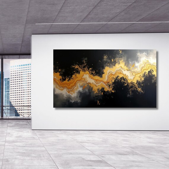 Abstract Canvas wall art, Luxury Art, Abstract Decor, Oversize Canvas, Contemporary Art Marble Canvas Black Gold Marble Decor Wall art gift