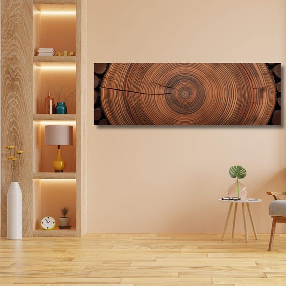 Panoramic Tree Ring Canvas Art: Elegant Natural Home Decor
