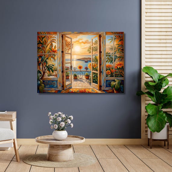 Open Window Henri Matisse Style Canvas Wall Art Henri Matisse Painting Sea Orange Matisse Window Klimt Canvas Oranges decor gift wall art