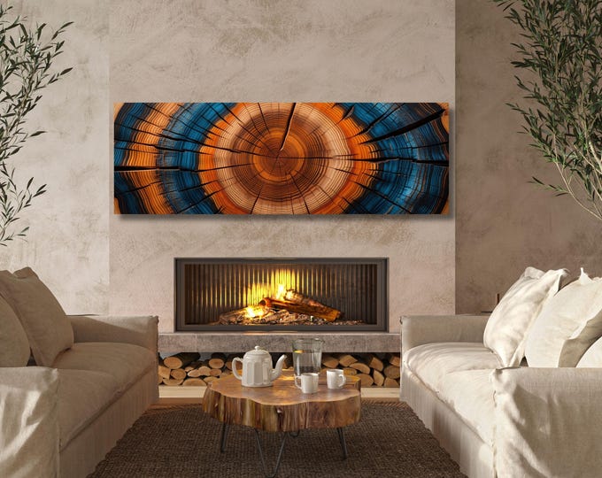 Panoramic Tree Rings Canvas Art: Elegant Natural Wall Decor