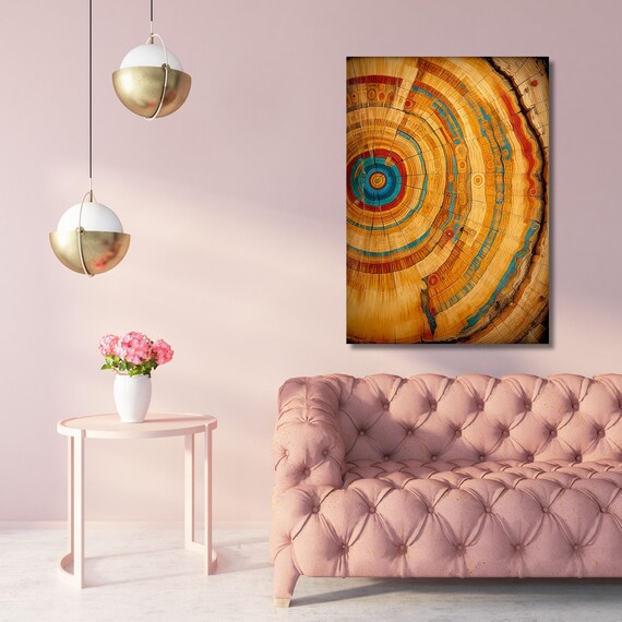 Wood Tree Ring Print: Abstract Natural Canvas Wall Art
