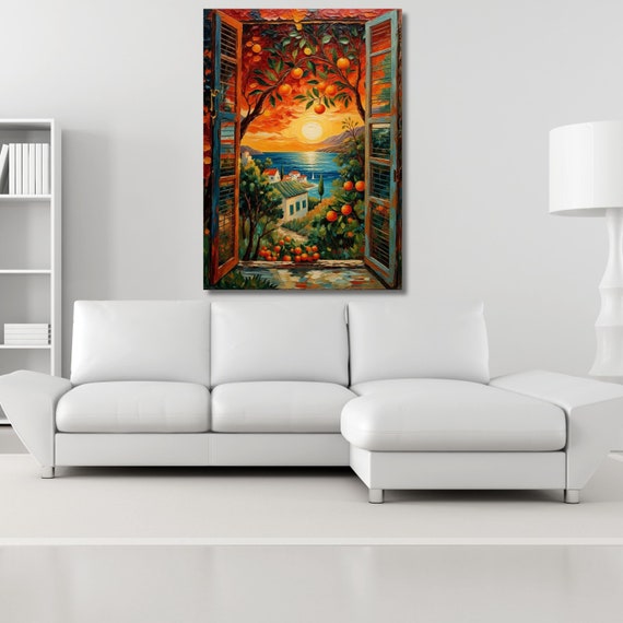 Open Window Henri Matisse Canvas Wall Art Henri Matisse and Gustav Klimt Style Painting Sea Orange   Matisse Window Klimt Canvas decor art