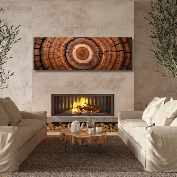 Tree Rings Canvas Wall Art: Rustic Wood Texture Print