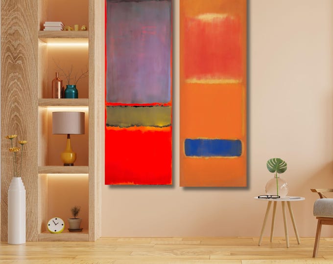 Abstract Canvas Wall Art, Mark Rothko Style (Set of 2 Vertical Prints)