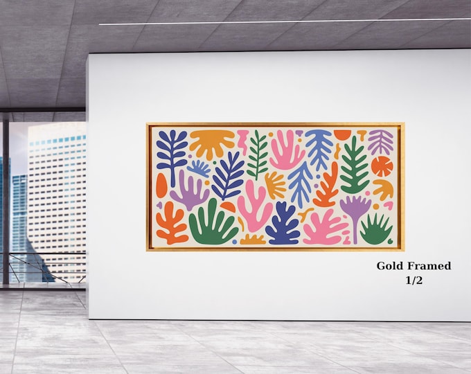 Klimt Style Henri Matisse Style Colorful Flowers Canvas Print – Modern Floral Wall Art Decor