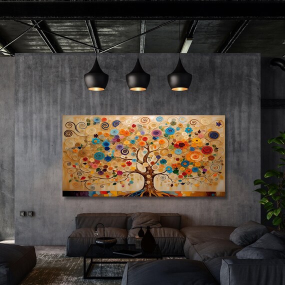 Gustav Klimt Twins Tree of Life Canvas Wall Art Klimt Print, Klimt Canvas Poster, Gustav Klimt Poster, Klimt lovers Tree of Life Painting