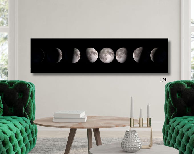 Moon Phases Canvas Wall Art – Lunar Eclipse Space Decor, Astronomy Print