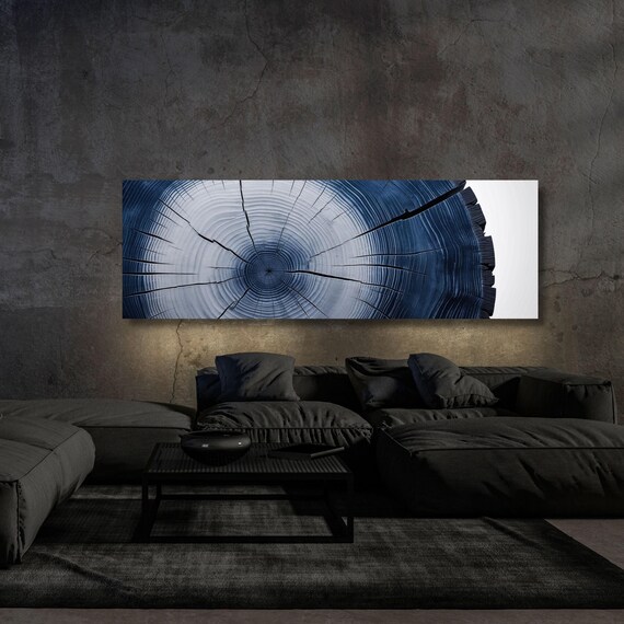 Panoramic Tree Rings Canvas Wall Art Elegant Natural Wall Art Great Design Solution for Echo Tree Ring Print of stump, Tree ring Canvas art