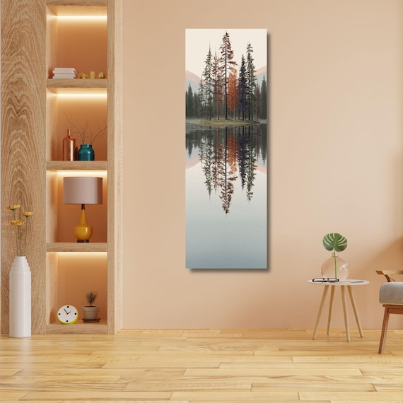 Long Narrow Wall Art,Smoky Mountains Painting, Spring Flowers Canvas, Landscape Wall Art Print, Nature Home Decor, Mountain Wall Hangings