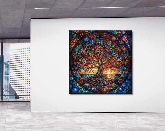 Gustav Klimt Tree of Life Canvas Art: Celtic Mosaic Wall Decor