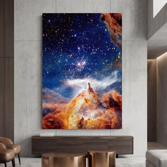 NASA James Webb & Chandra Space Canvas Art, Stellar Winter Vista Wall Decor, Framed Ready to Hang Galaxy Print, Cosmic Stars Science Poster