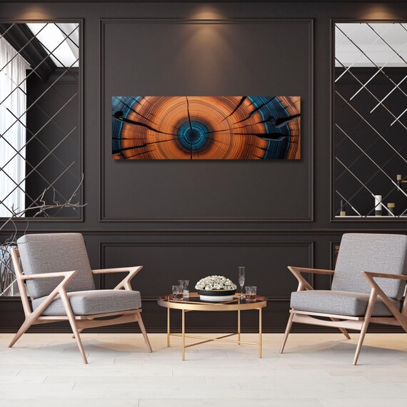 Panoramic Tree Rings Canvas Art: Elegant Natural Wall Decor
