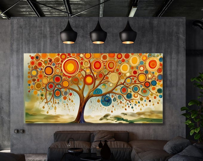 Klimt Style Tree of Life Canvas Art, Yggdrasil Painting