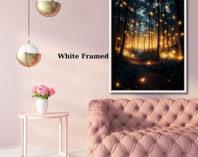 Fireflies Forest Canvas Art, Mystical Wall Decor