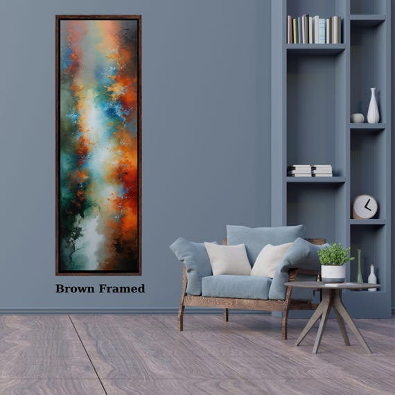 Long Narrow Canvas Wall Art Vertical Nature Print Tall Modern Abstract Waves Wall Decor for Hallway,Entryway Small Space Abstract Styling