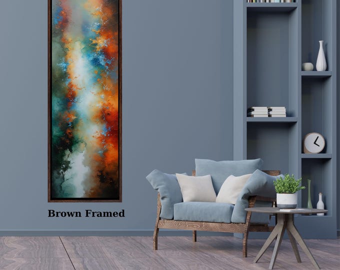 Long Narrow Canvas Wall Art Vertical Nature Print Tall Modern Abstract Waves Wall Decor for Hallway,Entryway Small Space Abstract Styling