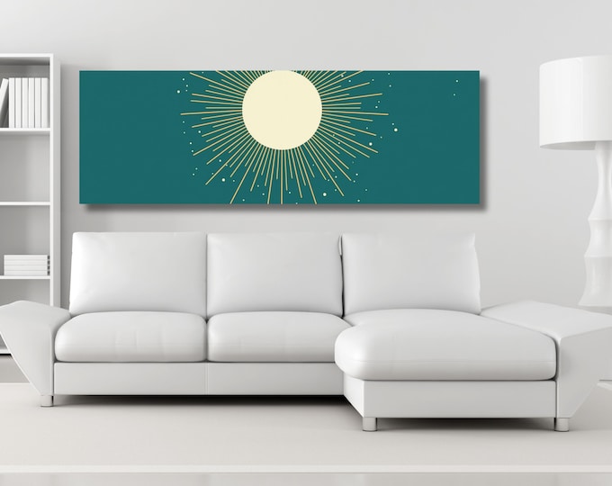 Panoramic Sunset Canvas Wall Art, Boho Minimalist Horizontal Print