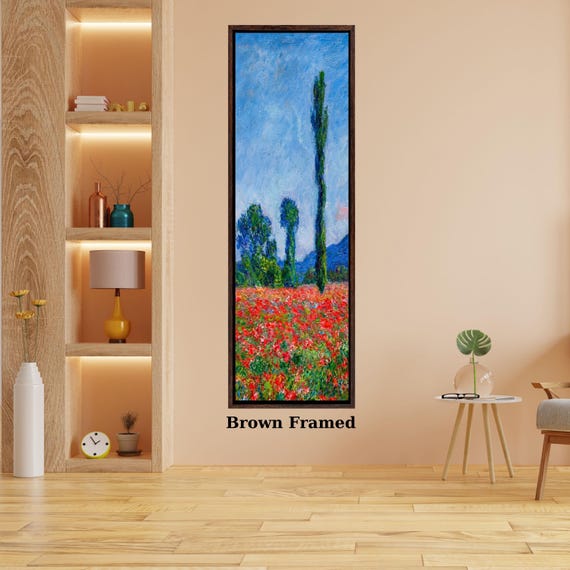 Long Narrow Canvas Wall Art Vertical Nature Print Tall Modern Monet Style Wall Decor for Hallway, Entryway or Small Space art