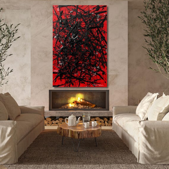 Pollock Style Canvas Wall Art, Abstract Drip Painting Print, Modern Splatter Art, Jackson Pollock Inspired Canvas, Decor Ready to Hang gift