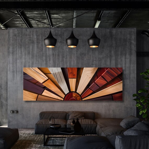 Sunrise Wood Look Canvas Wall Art Rustic Above Bed Decor Sunlight Print for Bedroom or Office – Natural Gift Idea for Home Lovers Print gift