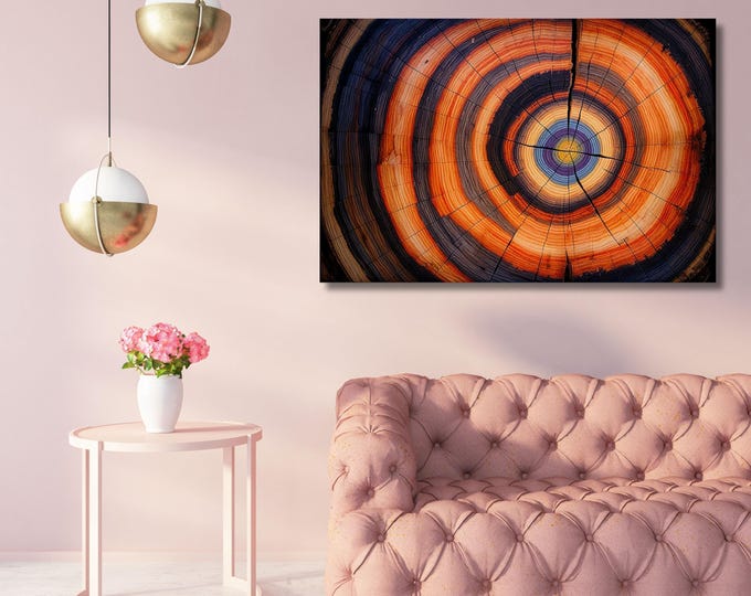 Tree Ring Canvas Art, Abstract Wood Texture Wall Decor (Digital Download)
