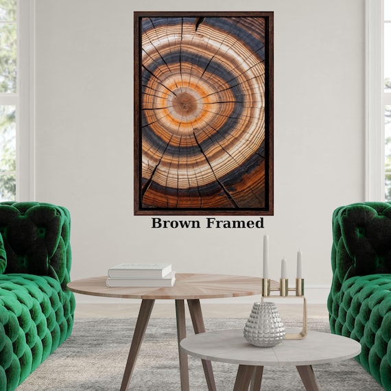 Tree Ring Rustic Framed Wall Art, Tree Stump Print, Wood Slice Art, Natural Wood Texture Decor, Modern Nature-Inspired Home Wall Art gift
