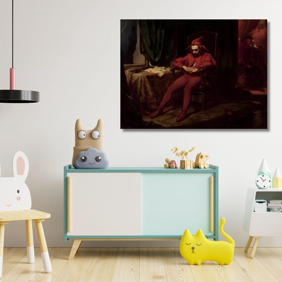 Sad Clown Canvas Wall Art The Sad Jester by Jan Matejko Wall Art Jan Matejko Decor Art Fine Jan Matejko Reproduction Art, Giclee Wall Art