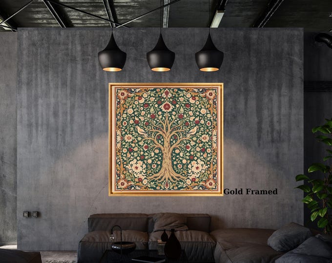 William Morris Tree of Life Canvas Print: Vintage Arts and Crafts Botanical Wall Art