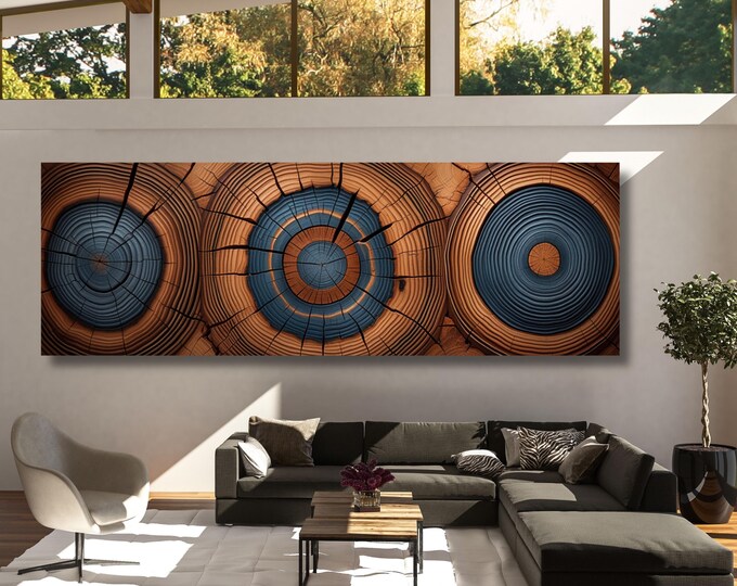 Panoramic Tree Rings Canvas Art: Natural Wood Print