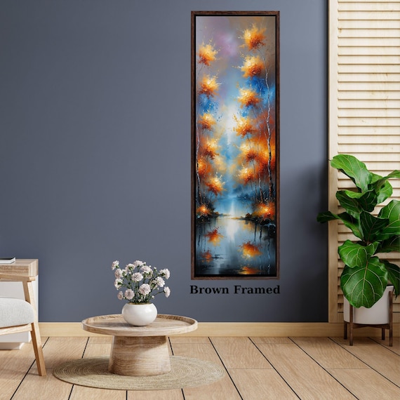 Long Narrow Canvas Wall Art Vertical Nature Print Tall Modern sun Tree or Mountain Wall Decor for Hallway,Entryway Small Space Styling Print