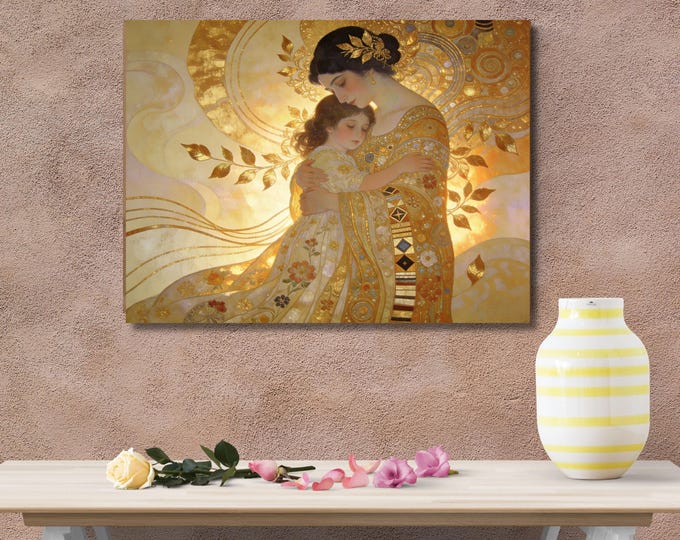 Klimt Mother and Child Canvas Print: Tree of Life Art Nouveau Wall Decor