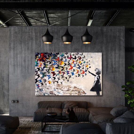 Banksy butterfly girl Canvas Art Graffiti Street Graffiti Art American Street Art,Banksy Graffiti Wall art wall hangings antique decor art