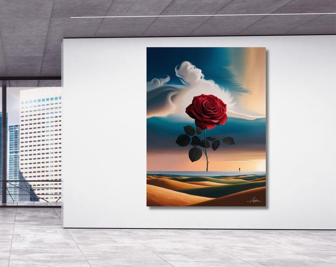 Dali Rose Canvas Wall Art - Gustav Klimt Inspired Floral Print