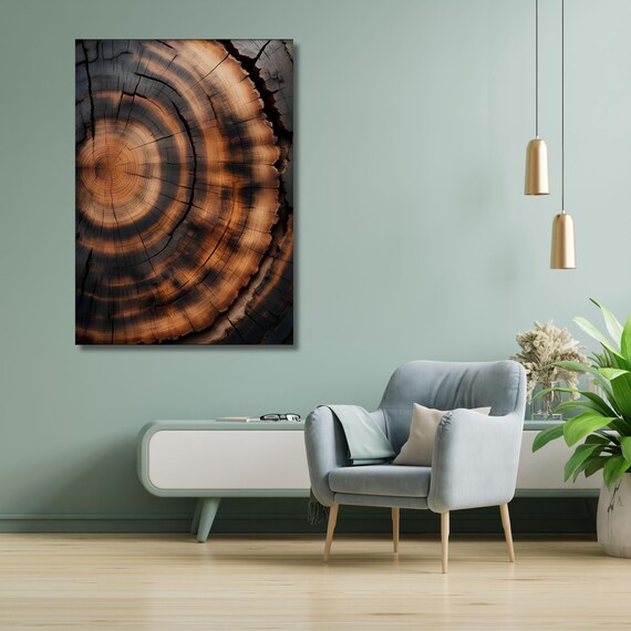 Tree Ring Canvas Framed Wall Art, Abstract Tree Ring Wall Decor, Minimalist Home Canvas Art, Modern Farmhouse Living Room Print Tree ring