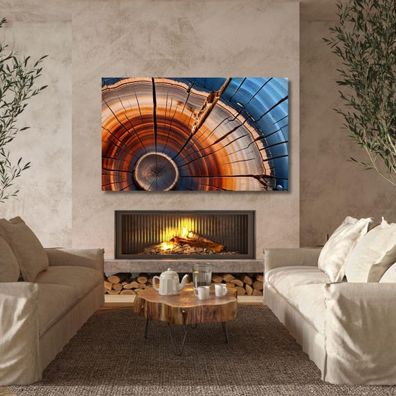 Colorful Tree Rings Canvas Wall Art Tree Rings Print Elegant Natural Wall Art  Echo Reduction  Modern Farmhouse Living Room Canvas Print