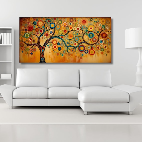 Gustav Klimt Style Tree of Life Canvas Wall Art Yggdrasil Painting,Klimt Canvas Poster,Gustav Klimt Poster, Klimt Exhibition Painting,Flower