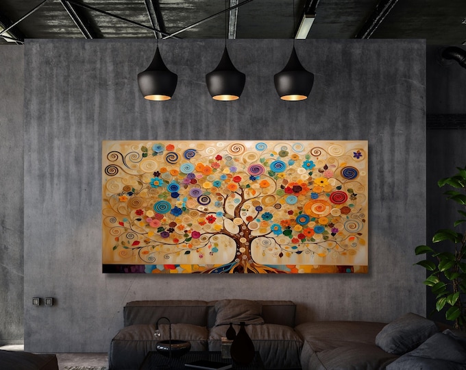 Gustav Klimt Twins Tree of Life Canvas Wall Art Klimt Print, Klimt Canvas Poster, Gustav Klimt Poster, Klimt lovers Tree of Life Painting