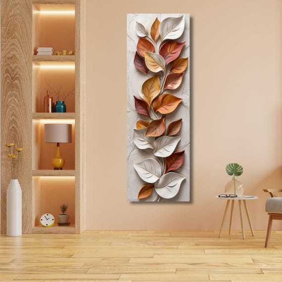 Long Narrow Canvas Wall Art Vertical Nature Print Tall Modern sun Tree or Mountain Wall Decor for Hallway,Entryway Small Space Styling Print