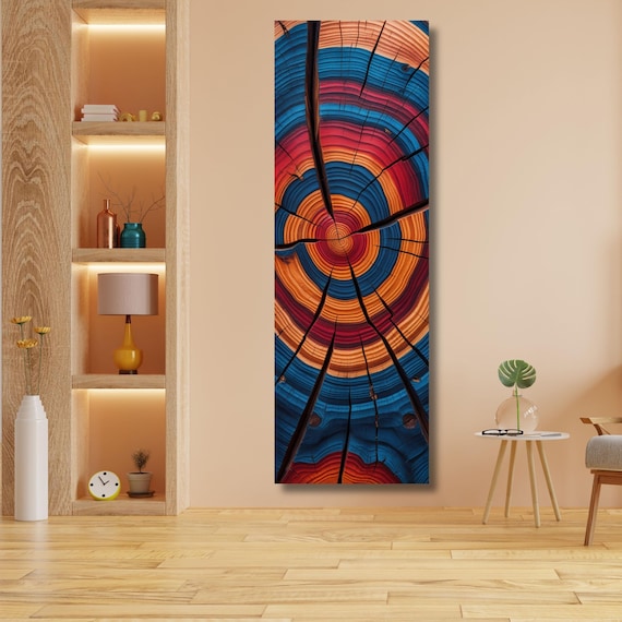 Panoramic Tree Rings Canvas Art: Elegant Natural Wall Decor